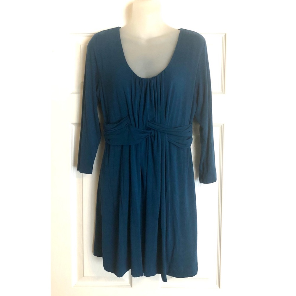Soma Teal Long Sleeve Dress with Lattice Waist